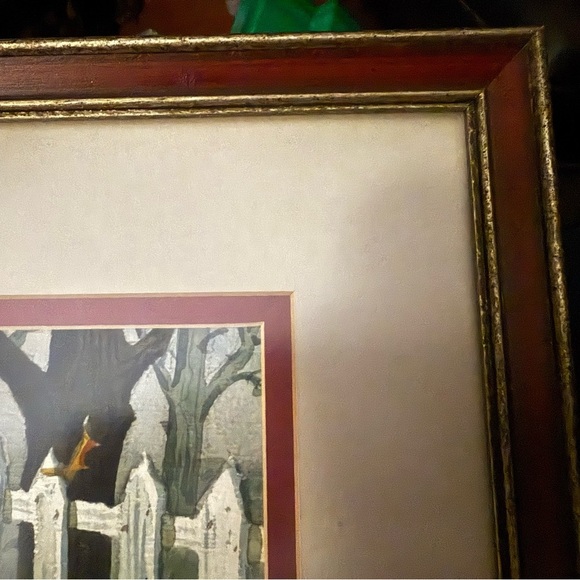 Vintage Dick Tanner Signed Watercolor – White Fence Autumn Leaves Framed 10x12 - Picture 3 of 8